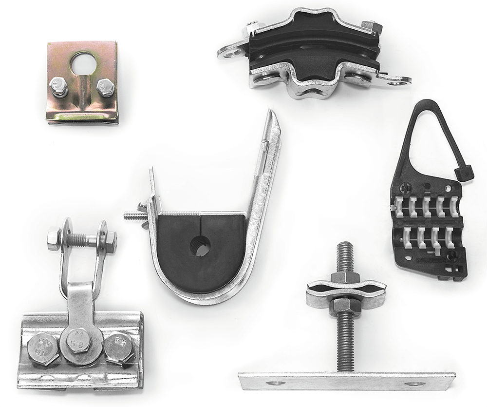 Крепление кабеля, поддерживающие зажимы