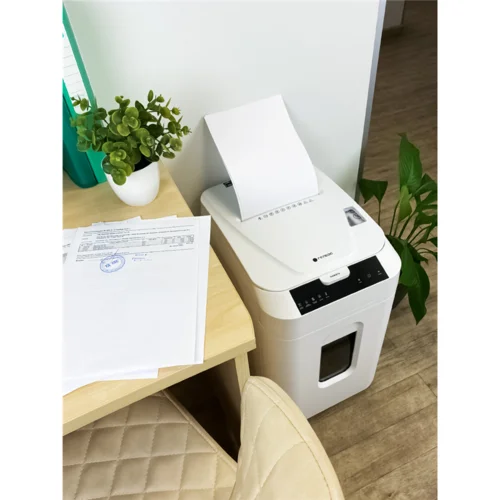 Уничтожитель документов ГЕЛЕОС АП40-5, DIN P-5 (5 ур-нь секр.), фрагмент 1,9х12мм, АВТОПОДАЧА 180 лист (70г/м2), пл.карты/скрепки/скобы, 37 литров