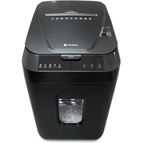 Уничтожитель документов ГЕЛЕОС АП40-4, DIN P-4 (4 ур-нь секр.), фрагмент 3,9х12мм, АВТОПОДАЧА 180 лист (70г/м2), пл.карты/скрепки/скобы, 37 литров