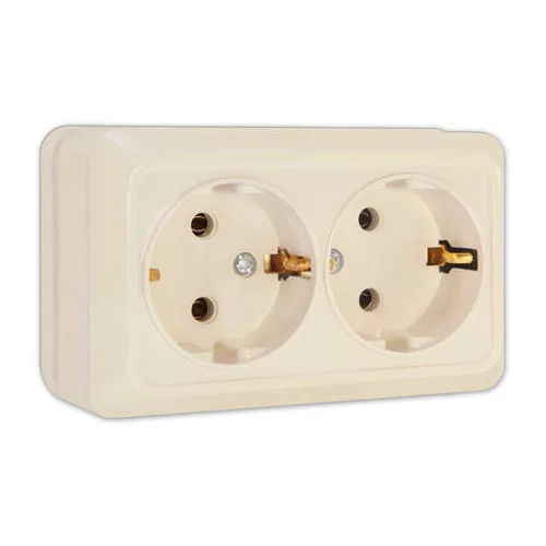 Розетка 2-м ОП Олимп 16А IP20 с заземл. сл. кость UNIVersal Б-О0128