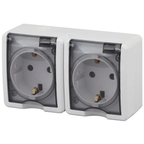 Розетка 2-м ОП Эра Эксперт 11-2403-01 16А IP54 16AX 250В 2х2P+E бел. Эра Б0020716