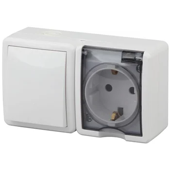 Блок ОП розетка+выключатель 11-7401-01 16АХ(10AX)-250В IP54 Эксперт бел. ЭРА Б0020733