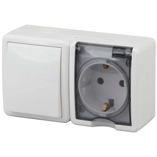 Блок ОП розетка+выключатель 11-7401-01 16АХ(10AX)-250В IP54 Эксперт бел. ЭРА Б0020733