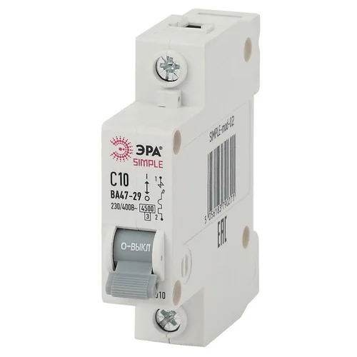 Выключатель автоматический модульный 1п C 10А 4.5кА ВА 47-29 SIMPLE-mod-02 ЭРА Б0039219