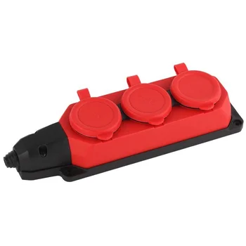 Колодка удлинителя 3-м с заземл. 16А IP44 K-3e-RED-IP44 каучук красн. Эра Б0044552