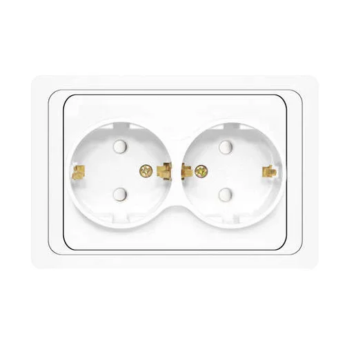 Розетка 2-м СП Валери 16А IP20 с заземл. защ. шторки бел. UNIVersal В0128x
