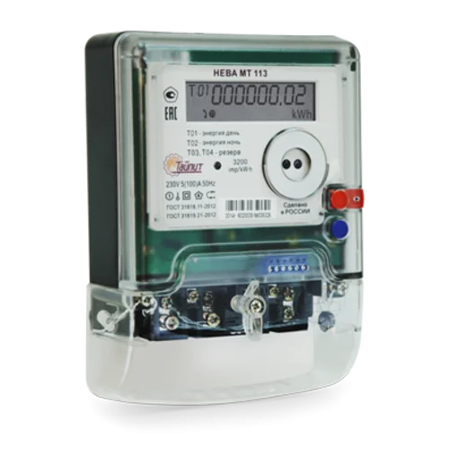 Счетчик "НЕВА" МТ 113 AS E4P 5(100) однофазный, многотарифный