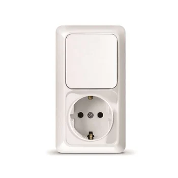 Блок ОП Олимп 1-кл. вык.+ роз. с заземл. верт. бел. UNIVersal О0038