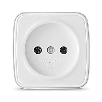 Розетка 1-м ОП Электра 10А IP20 без заземл. бел. Союз 0011