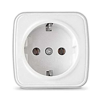 Розетка 1-м ОП Электра 16А IP20 с заземл. бел. Союз 0012