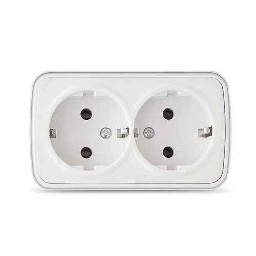 Розетка 2-м ОП Электра 16А IP20 с заземл. бел. Союз 0020