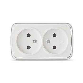 Розетка 2-м ОП Электра 16А IP20 без заземл. бел. Союз 0024