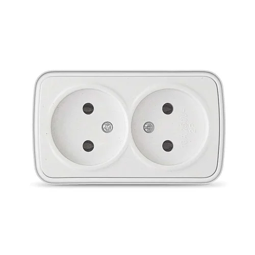 Розетка 2-м ОП Электра 16А IP20 без заземл. бел. Союз 0024
