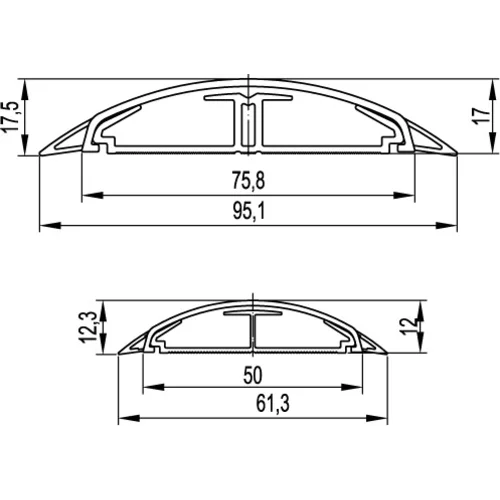 Кабель-канал напольный 75х17 L2000 пластик CSP-F G сер. DKC 01332
