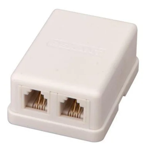 Розетка телефонная 2-м ОП RJ14 (6P4C) кат.3 бел. Rexant 03-0002