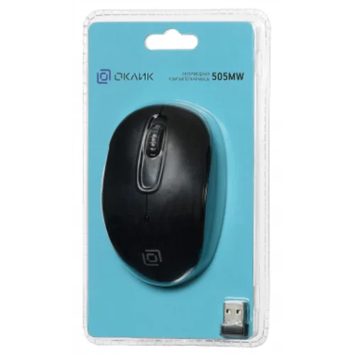 Мышь Оклик 505MW черный оптическая (1000dpi) беспроводная USB для ноутбука (3but)