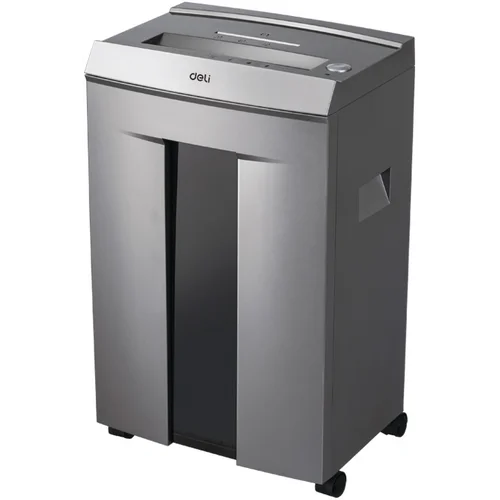 Шредер Deli 9905 серый с автоподачей (секр.P-5) фрагменты 10лист. 20лтр. скрепки скобы пл.карты CD