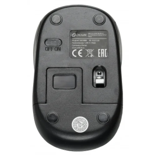 Мышь Оклик 665MW черный оптическая (1600dpi) беспроводная USB для ноутбука (3but)