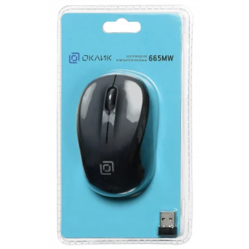 Мышь Оклик 665MW черный оптическая (1600dpi) беспроводная USB для ноутбука (3but)