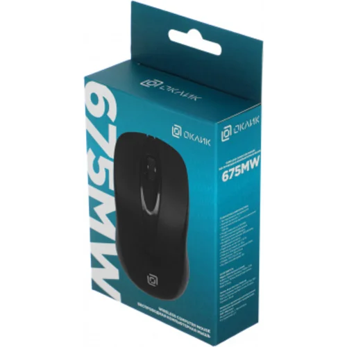 Мышь Оклик 675MW черный оптическая (1200dpi) беспроводная USB для ноутбука (3but)
