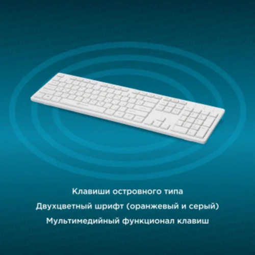 Клавиатура Оклик 500M белый USB slim Multimedia