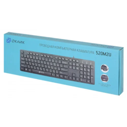 Клавиатура Оклик 520M2U черный/черный USB slim Multimedia