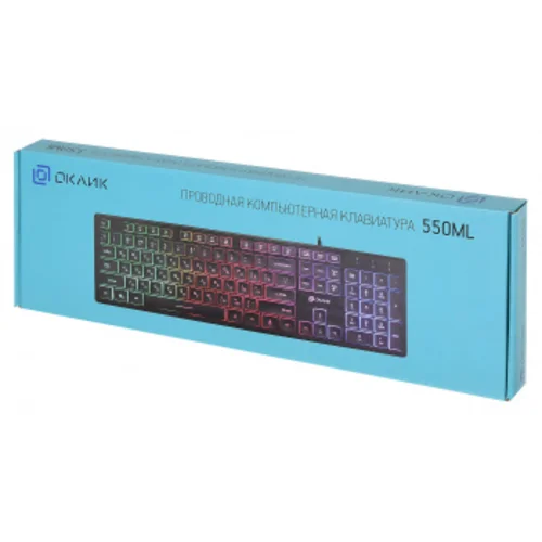 Клавиатура Оклик 550ML черный USB slim Multimedia LED