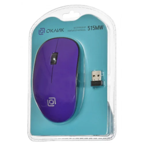 Мышь Оклик 515MW черный/пурпурный оптическая (1000dpi) беспроводная USB для ноутбука (3but)