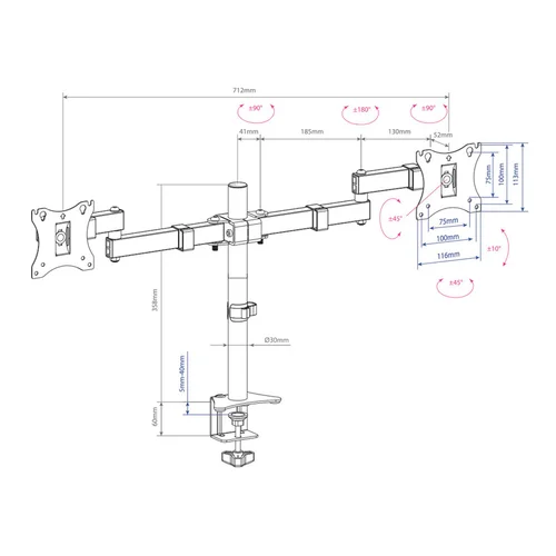 Кронштейн для мониторов Arm Media LCD-T04 черный 15"-28" макс.14кг настольный поворот и наклон