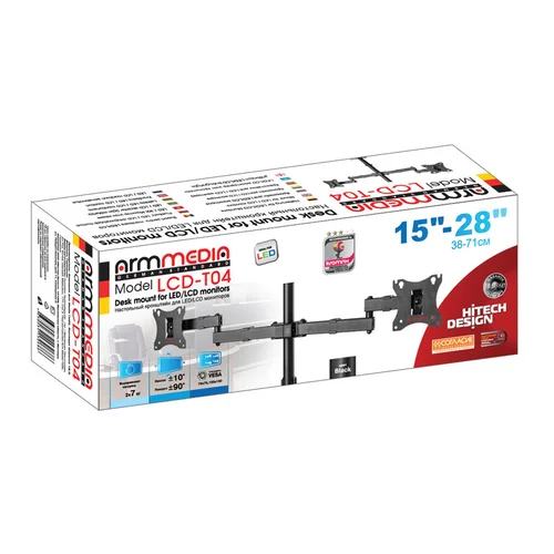 Кронштейн для мониторов Arm Media LCD-T04 черный 15"-28" макс.14кг настольный поворот и наклон
