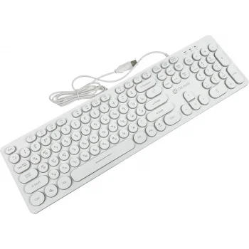 Клавиатура Оклик 420MRL белый USB slim Multimedia LED