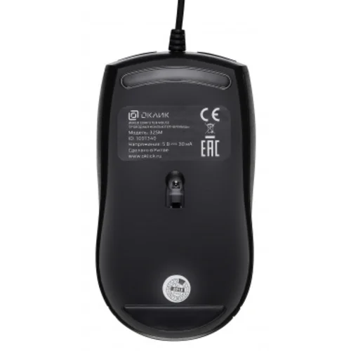 Мышь Оклик 325M черный оптическая (1200dpi) USB для ноутбука (3but)