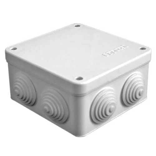 Коробка распределительная ОП 105х105х56мм IP54 7 выходов 4 гермоввода крышка на винтах сер. Epplast