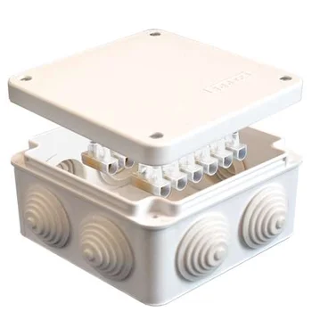 Коробка распределительная ОП 105х105х56мм IP54 с клемм. 7 выходов 4 гермоввода 10А 12 контактов крыш