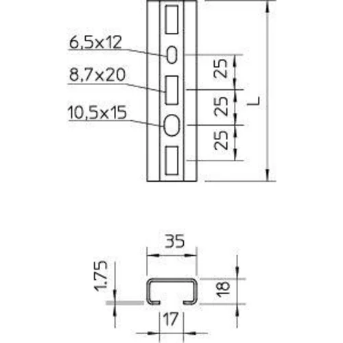 Рейка профильная 300х35х18 1268 SL 300 FS OBO 1104373