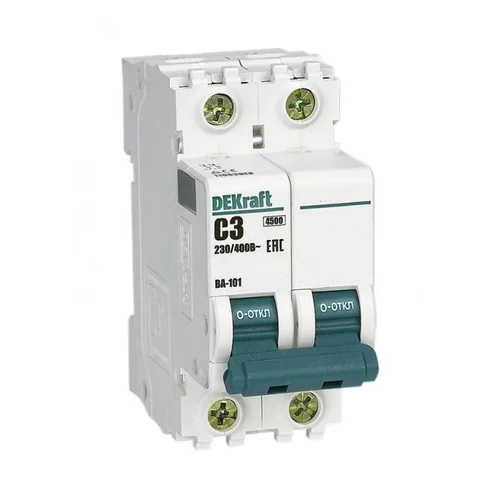 Выключатель автоматический модульный 2п C 3А 4.5кА ВА-101 DEKraft 11063DEK