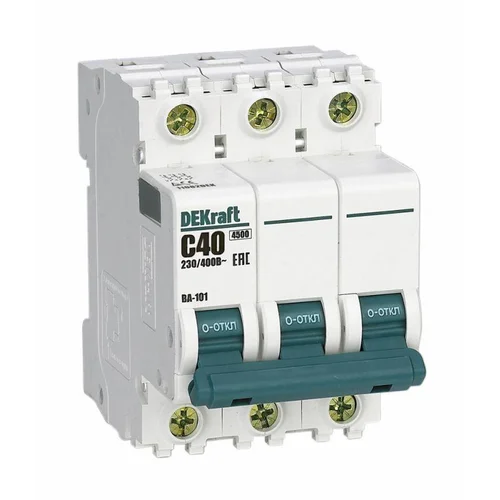 Выключатель автоматический модульный 3п C 40А 4.5кА ВА-101 DEKraft 11082DEK