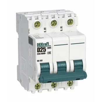 Выключатель автоматический модульный 3п D 25А 4.5кА ВА-101 DEKraft 11128DEK