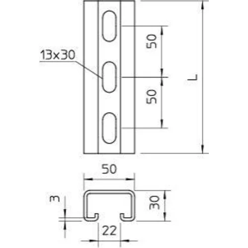 Рейка монтажная 700х50х30 DIN EN ISO 1461 OBO 1121332