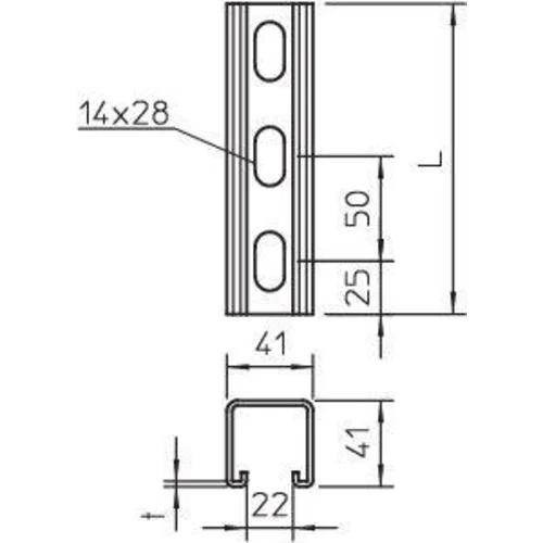 Профиль 41х41 L3000 MS 41LS 3M FT гор. оцинк. OBO 1122483
