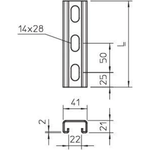 Профиль С-образный 41х21 L3000 MS4121P3000FS (BPM2130) OBO 1122920