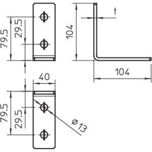 Пластина соединительная 90град. 104х104х40х5 GMS 4 VW 90 FT 4 отверстия OBO 1124663