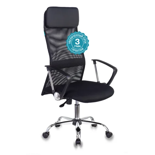Кресло руководителя Бюрократ KB-6N черный TW-01 TW-11 сетка/ткань с подголов. крестовина металл хром