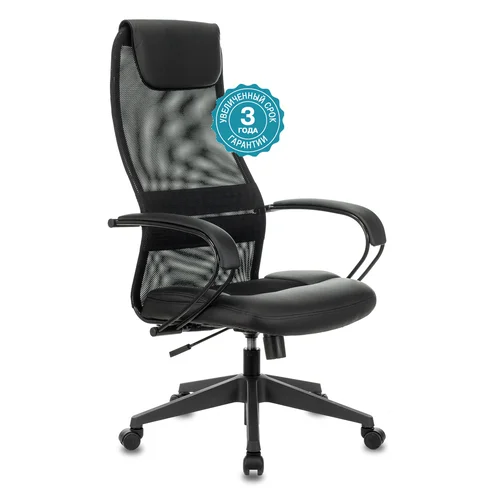 Кресло руководителя Бюрократ CH-608 черный TW-01 сиденье черный TW-11 эко.кожа/сетка с подголов. крестовина пластик
