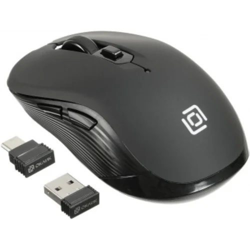 Мышь Оклик 610MWC черный оптическая (1600dpi) беспроводная USB/USB-C для ноутбука (6but)