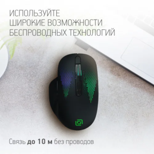 Мышь Оклик 636LWC черный оптическая (1600dpi) беспроводная USB/USB-C для ноутбука (6but)