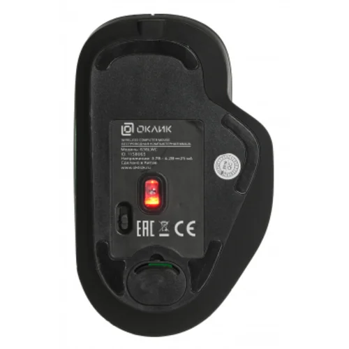 Мышь Оклик 636LWC черный оптическая (1600dpi) беспроводная USB/USB-C для ноутбука (6but)