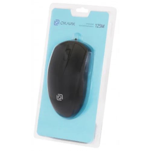 Мышь Оклик 125M черный оптическая (1200dpi) USB (3but)