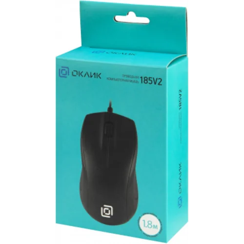 Мышь Оклик 185V2 черный оптическая (1200dpi) USB для ноутбука (3but)