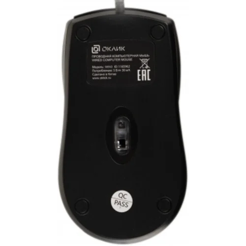 Мышь Оклик 185V2 черный оптическая (1200dpi) USB для ноутбука (3but)